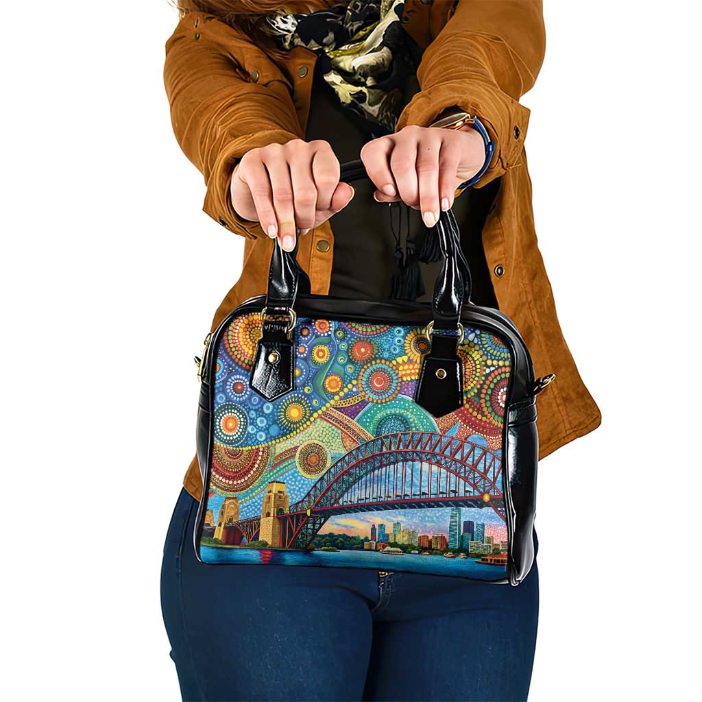 Australian Sydney Harbour Bridge Shoulder Handbag Aboriginal Dot Art