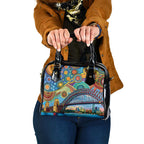 Australian Sydney Harbour Bridge Shoulder Handbag Aboriginal Dot Art