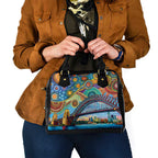 Australian Sydney Harbour Bridge Shoulder Handbag Aboriginal Dot Art