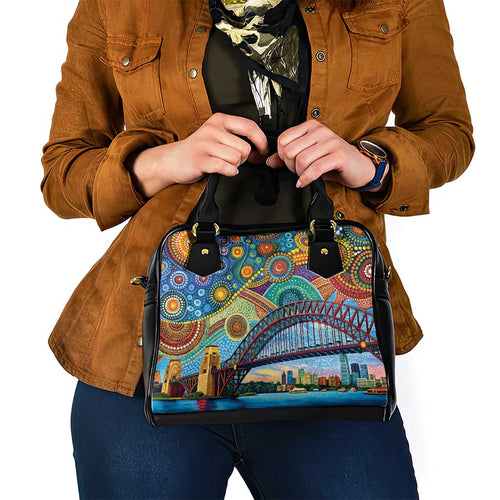 Australian Sydney Harbour Bridge Shoulder Handbag Aboriginal Dot Art