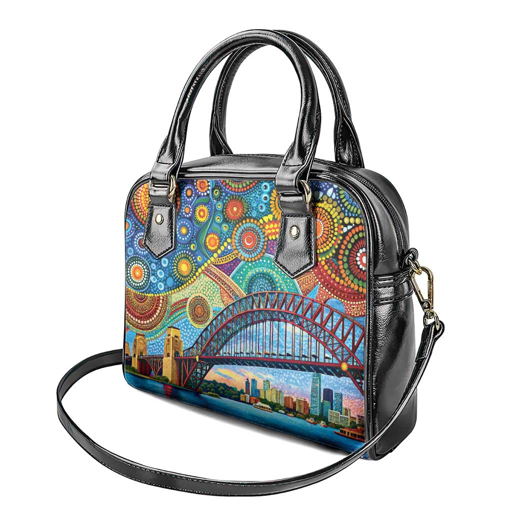 Australian Sydney Harbour Bridge Shoulder Handbag Aboriginal Dot Art