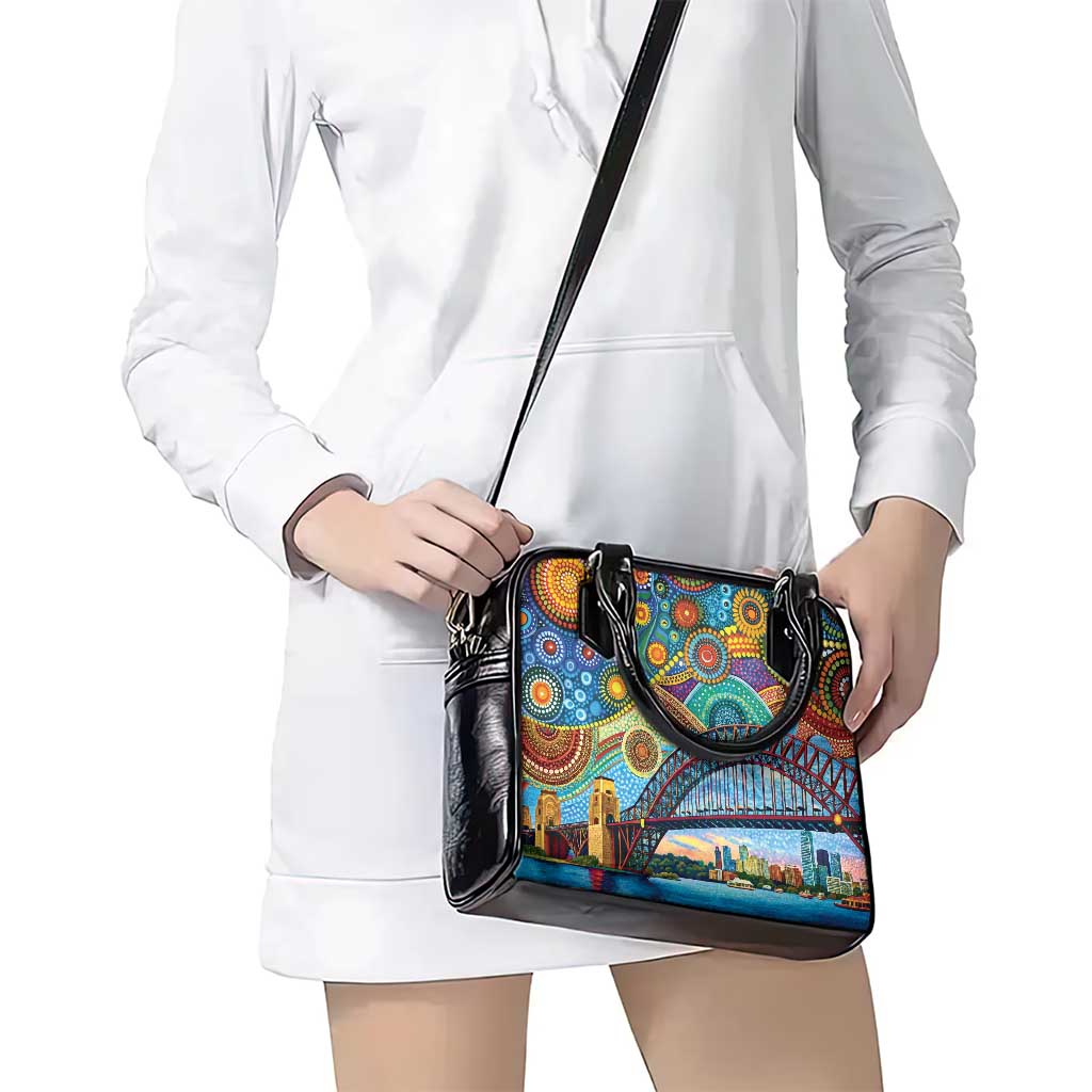 Australian Sydney Harbour Bridge Shoulder Handbag Aboriginal Dot Art