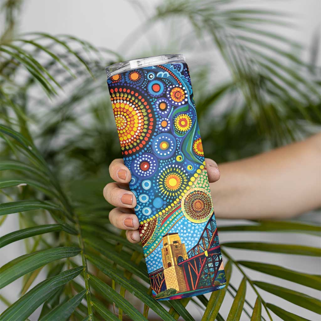 Australian Sydney Harbour Bridge Skinny Tumbler Aboriginal Dot Art