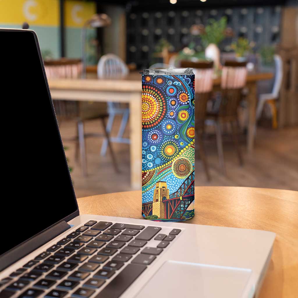 Australian Sydney Harbour Bridge Skinny Tumbler Aboriginal Dot Art