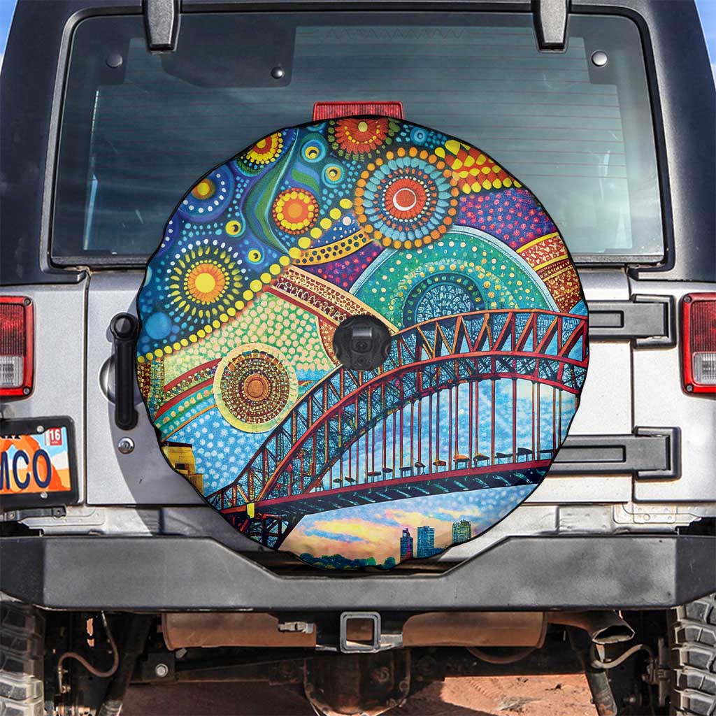 Australian Sydney Harbour Bridge Spare Tire Cover Aboriginal Dot Art