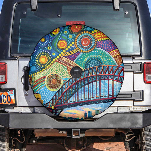 Australian Sydney Harbour Bridge Spare Tire Cover Aboriginal Dot Art