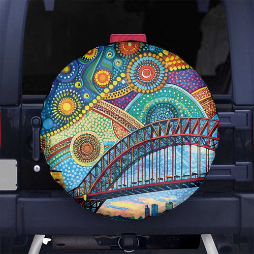 Australian Sydney Harbour Bridge Spare Tire Cover Aboriginal Dot Art