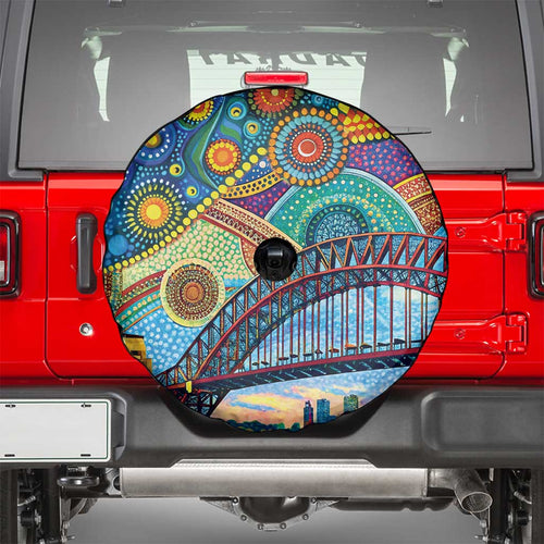 Australian Sydney Harbour Bridge Spare Tire Cover Aboriginal Dot Art