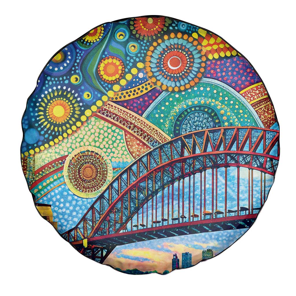 Australian Sydney Harbour Bridge Spare Tire Cover Aboriginal Dot Art