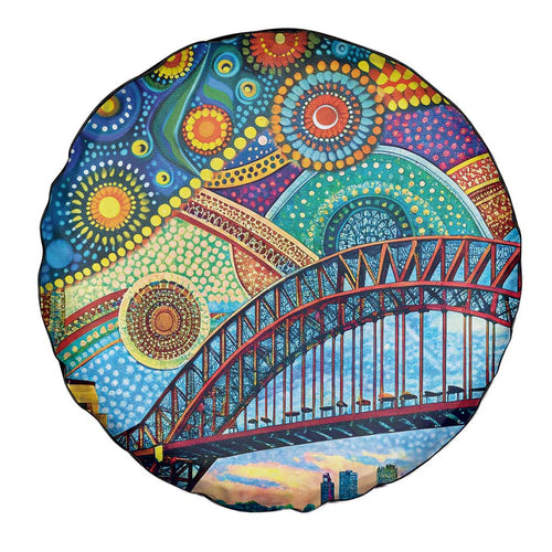 Australian Sydney Harbour Bridge Spare Tire Cover Aboriginal Dot Art