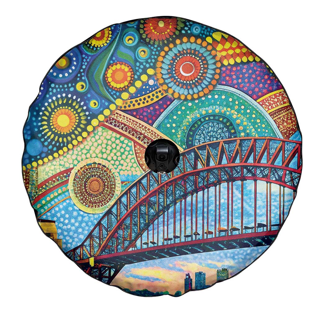 Australian Sydney Harbour Bridge Spare Tire Cover Aboriginal Dot Art