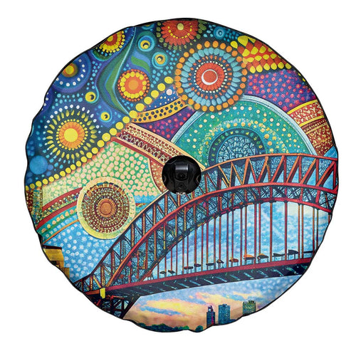 Australian Sydney Harbour Bridge Spare Tire Cover Aboriginal Dot Art