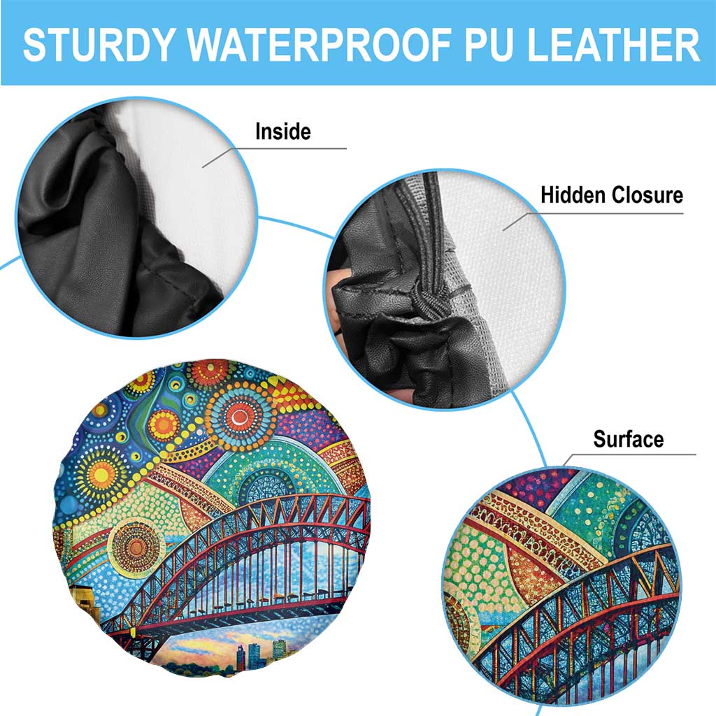Australian Sydney Harbour Bridge Spare Tire Cover Aboriginal Dot Art