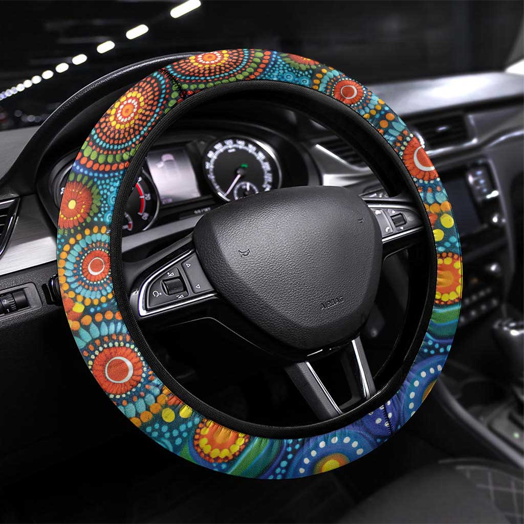 Australian Sydney Harbour Bridge Steering Wheel Cover Aboriginal Dot Art