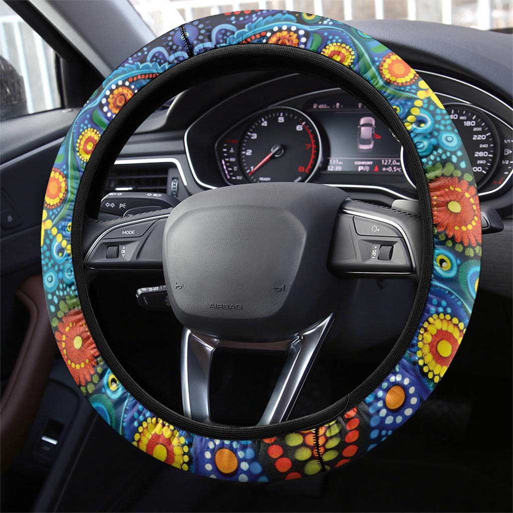 Australian Sydney Harbour Bridge Steering Wheel Cover Aboriginal Dot Art