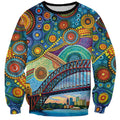 Australian Sydney Harbour Bridge Sweatshirt Aboriginal Dot Art