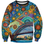 Australian Sydney Harbour Bridge Sweatshirt Aboriginal Dot Art