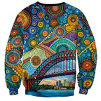 Australian Sydney Harbour Bridge Sweatshirt Aboriginal Dot Art