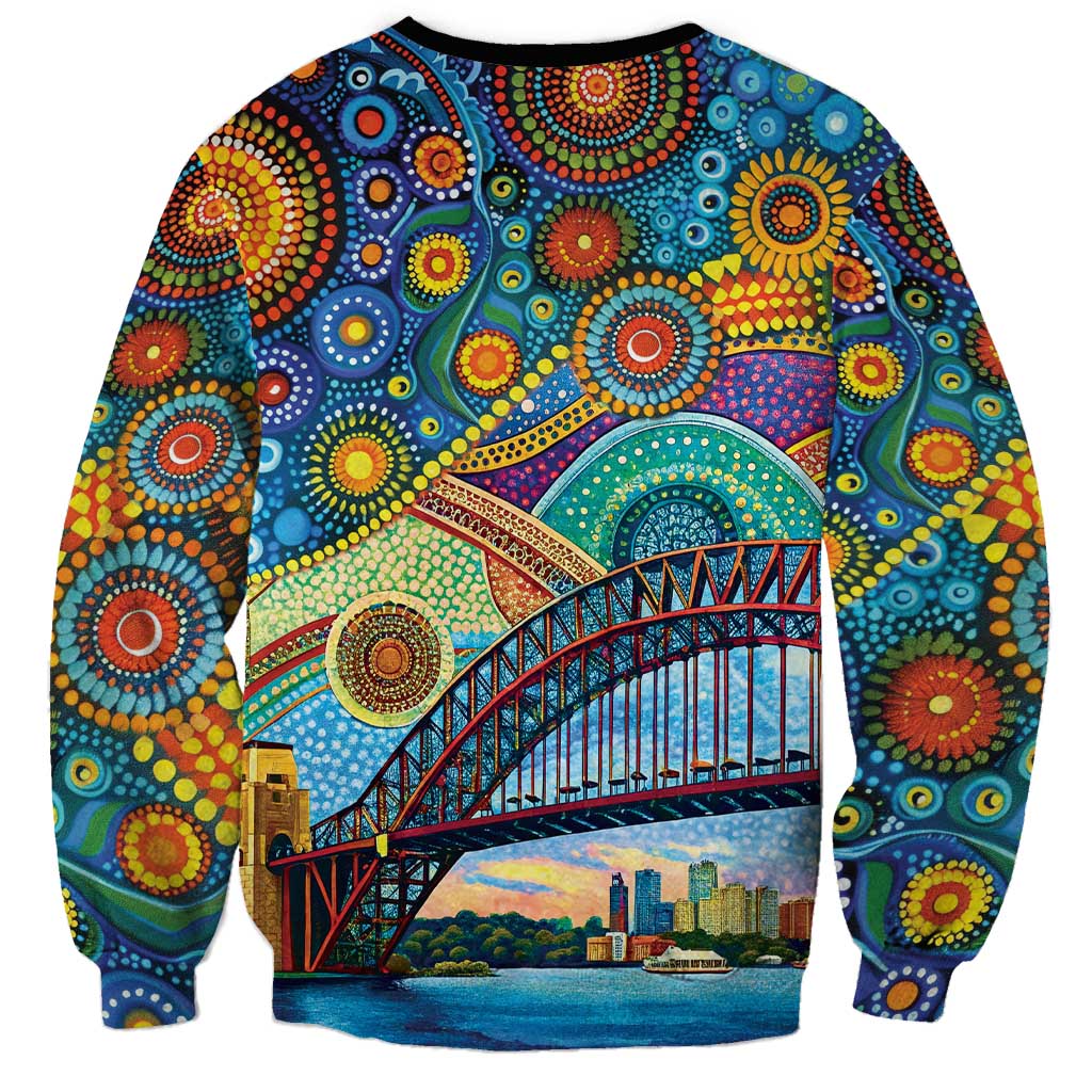 Australian Sydney Harbour Bridge Sweatshirt Aboriginal Dot Art