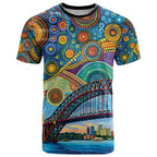 Australian Sydney Harbour Bridge T Shirt Aboriginal Dot Art
