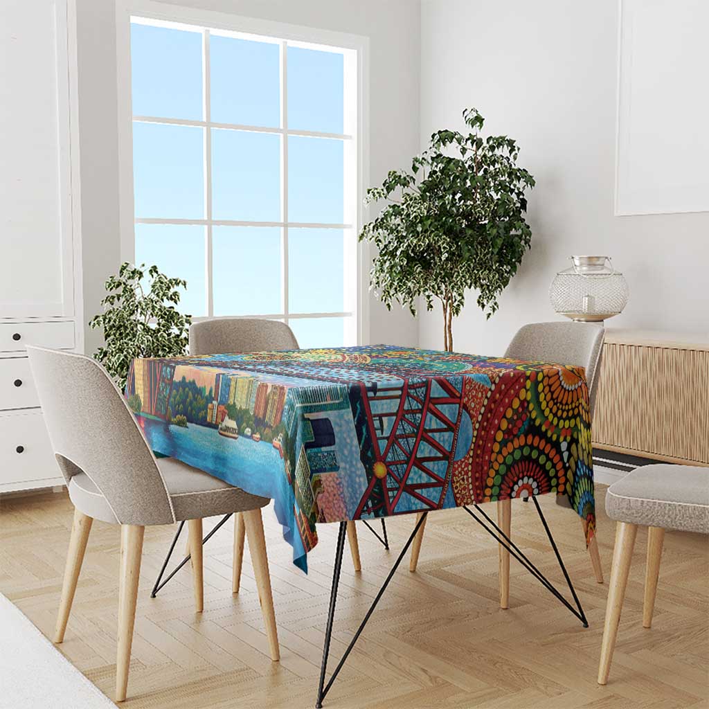 Australian Sydney Harbour Bridge Tablecloth Aboriginal Dot Art