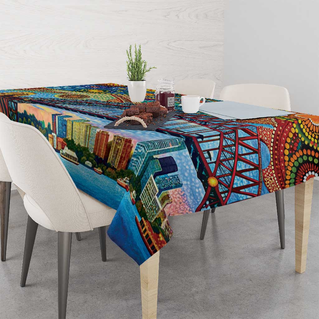 Australian Sydney Harbour Bridge Tablecloth Aboriginal Dot Art