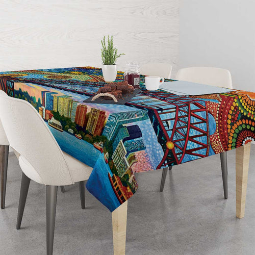Australian Sydney Harbour Bridge Tablecloth Aboriginal Dot Art