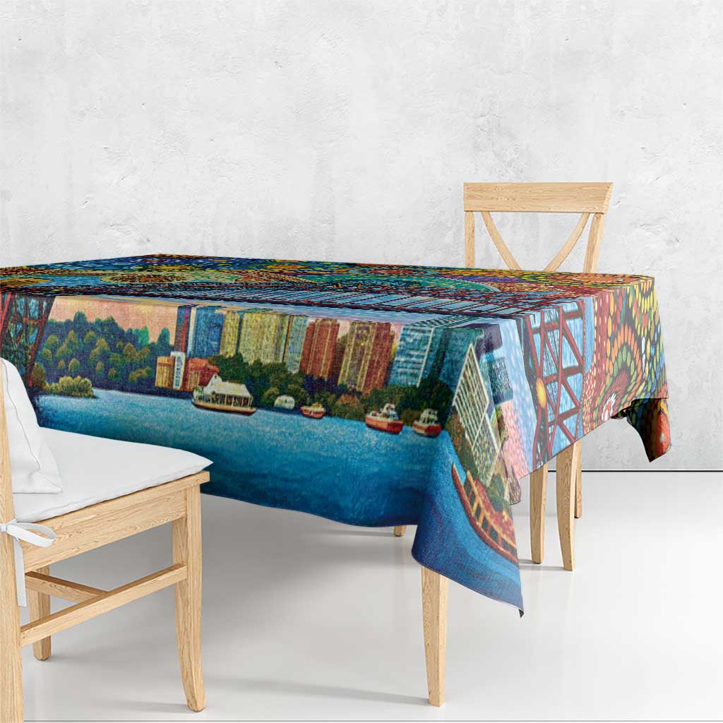 Australian Sydney Harbour Bridge Tablecloth Aboriginal Dot Art