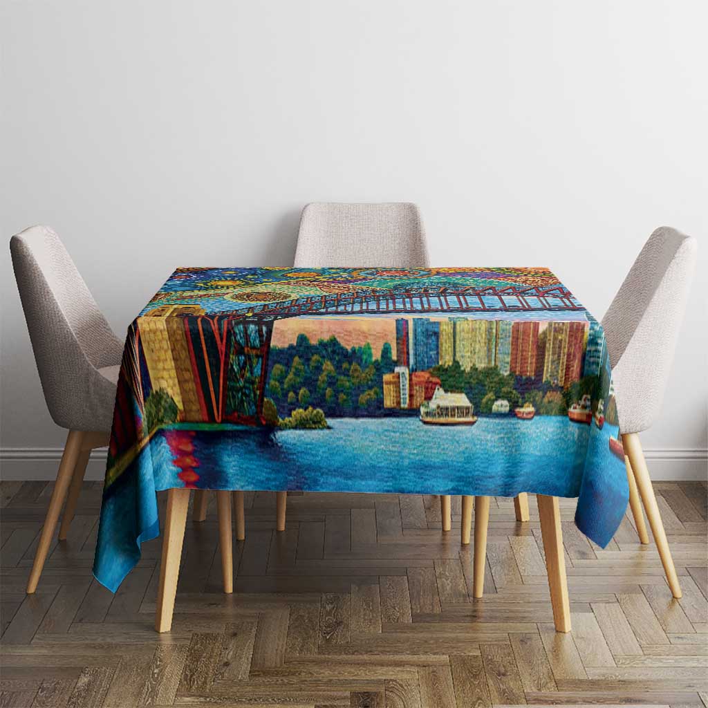 Australian Sydney Harbour Bridge Tablecloth Aboriginal Dot Art