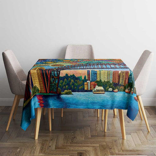 Australian Sydney Harbour Bridge Tablecloth Aboriginal Dot Art