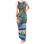 Australian Sydney Harbour Bridge Tank Maxi Dress Aboriginal Dot Art
