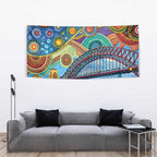 Australian Sydney Harbour Bridge Tapestry Aboriginal Dot Art