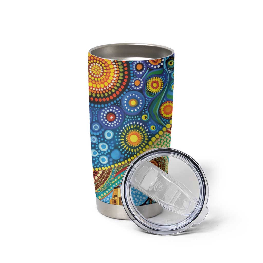 Australian Sydney Harbour Bridge Tumbler Cup Aboriginal Dot Art