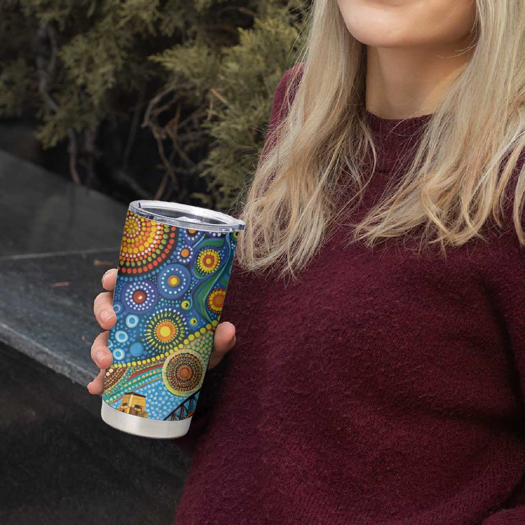 Australian Sydney Harbour Bridge Tumbler Cup Aboriginal Dot Art