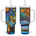 Australian Sydney Harbour Bridge Tumbler With Handle Aboriginal Dot Art