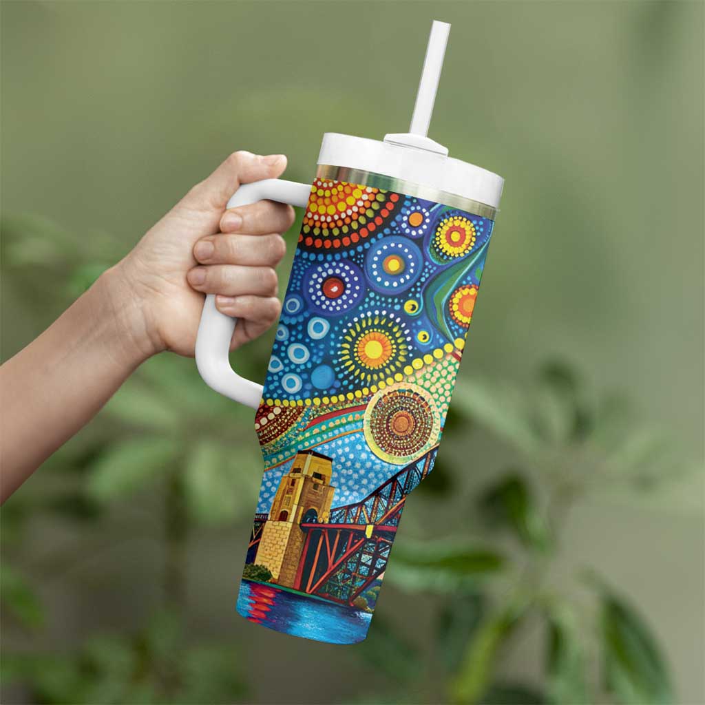 Australian Sydney Harbour Bridge Tumbler With Handle Aboriginal Dot Art