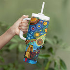 Australian Sydney Harbour Bridge Tumbler With Handle Aboriginal Dot Art