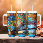 Australian Sydney Harbour Bridge Tumbler With Handle Aboriginal Dot Art