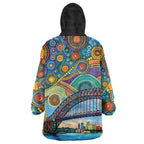 Australian Sydney Harbour Bridge Wearable Blanket Hoodie Aboriginal Dot Art