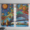 Australian Sydney Harbour Bridge Window Curtain Aboriginal Dot Art
