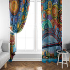 Australian Sydney Harbour Bridge Window Curtain Aboriginal Dot Art