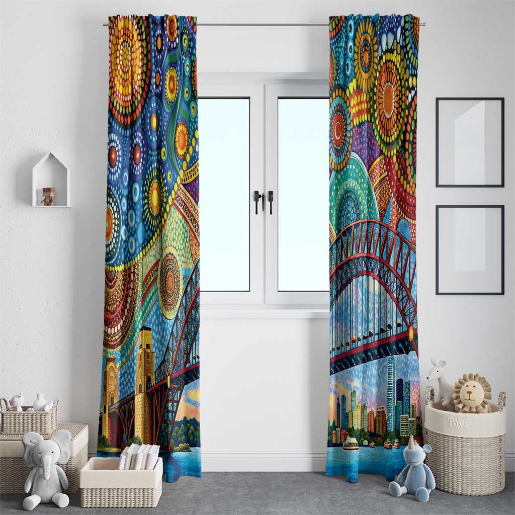 Australian Sydney Harbour Bridge Window Curtain Aboriginal Dot Art