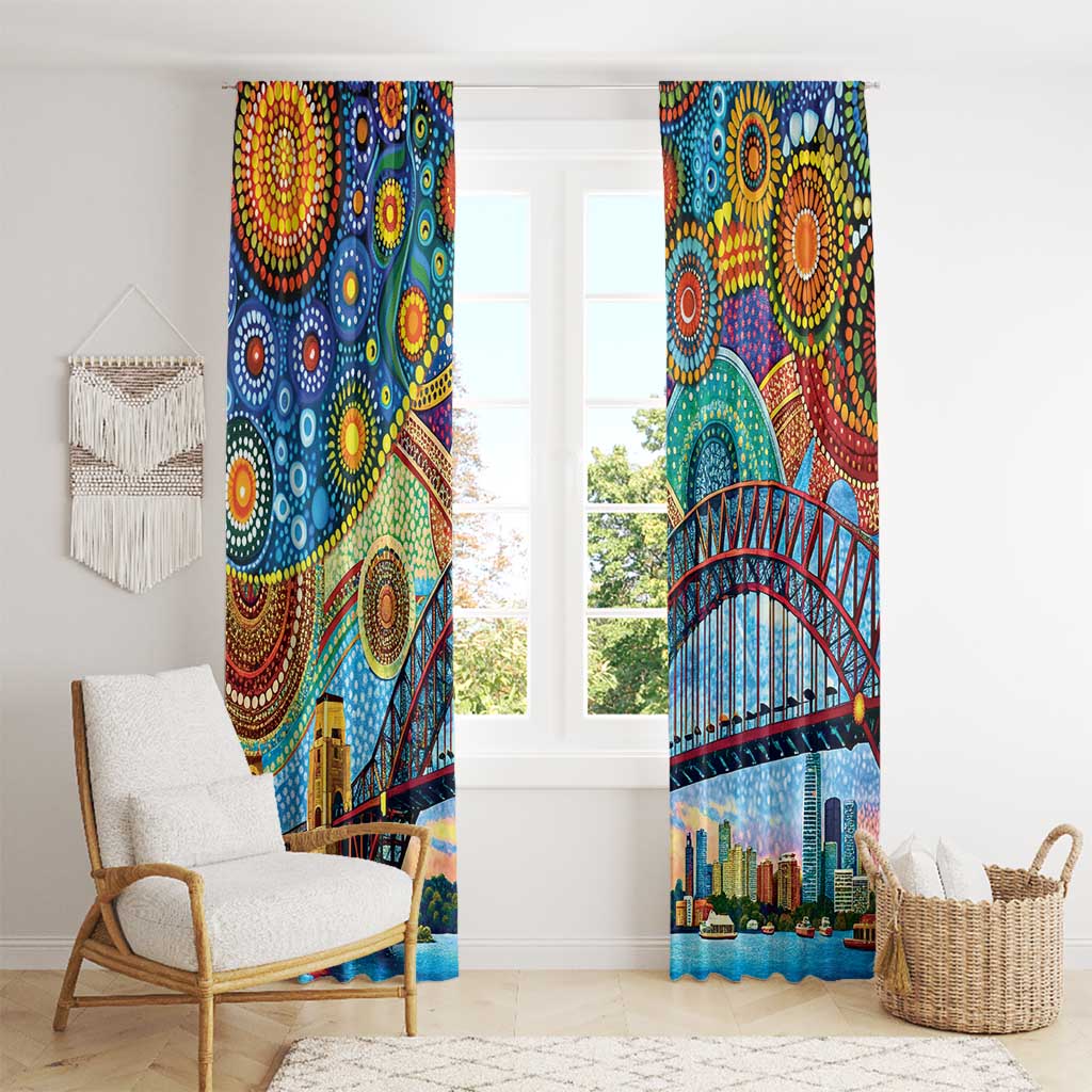 Australian Sydney Harbour Bridge Window Curtain Aboriginal Dot Art