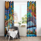Australian Sydney Harbour Bridge Window Curtain Aboriginal Dot Art