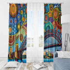 Australian Sydney Harbour Bridge Window Curtain Aboriginal Dot Art