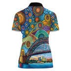 Australian Sydney Harbour Bridge Women Polo Shirt Aboriginal Dot Art
