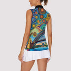 Australian Sydney Harbour Bridge Women Sleeveless Polo Shirt Aboriginal Dot Art