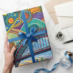 Australian Sydney Harbour Bridge Wrapping Paper Aboriginal Dot Art - Aussie Hoodie