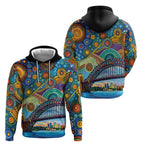 Australian Sydney Harbour Bridge Zip Hoodie Aboriginal Dot Art