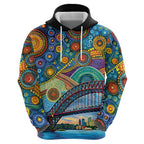 Australian Sydney Harbour Bridge Zip Hoodie Aboriginal Dot Art